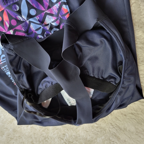 Title Nine Diamalete Dress Blue Fierce Sky Captain Print Racerback Bra Sz Small - Picture 6 of 10